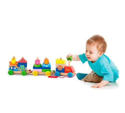 Дерев'яна каталка Viga Toys Поїзд із блоків (50089) Дерев'яна каталка Viga Toys Поїзд із блоків (50089)