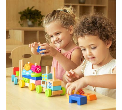 Дерев'яна каталка Viga Toys Поїзд із блоків (50089) Дерев'яна каталка Viga Toys Поїзд із блоків (50089)