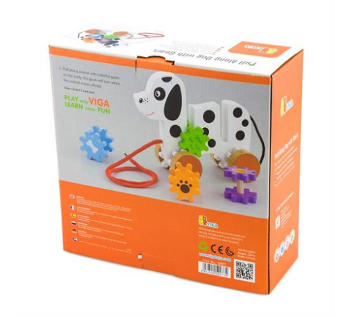 Дерев'яна каталка Viga Toys Собачка з шестерінками (50977) Дерев'яна каталка Viga Toys Собачка з шестерінками (50977)