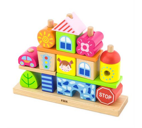 Дерев'яна пірамідка Viga Toys Городок (50043) Дерев'яна пірамідка Viga Toys Городок (50043)