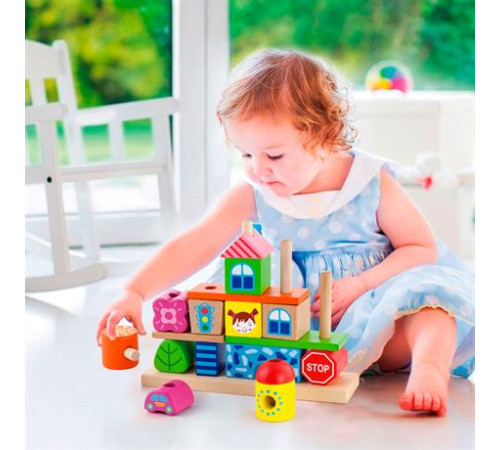Дерев'яна пірамідка Viga Toys Городок (50043) Дерев'яна пірамідка Viga Toys Городок (50043)