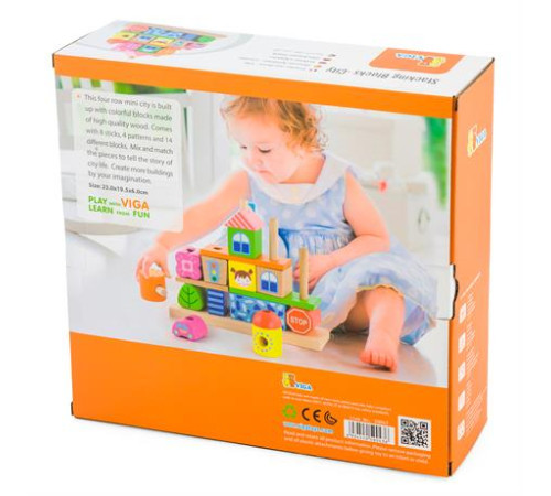 Дерев'яна пірамідка Viga Toys Городок (50043) Дерев'яна пірамідка Viga Toys Городок (50043)