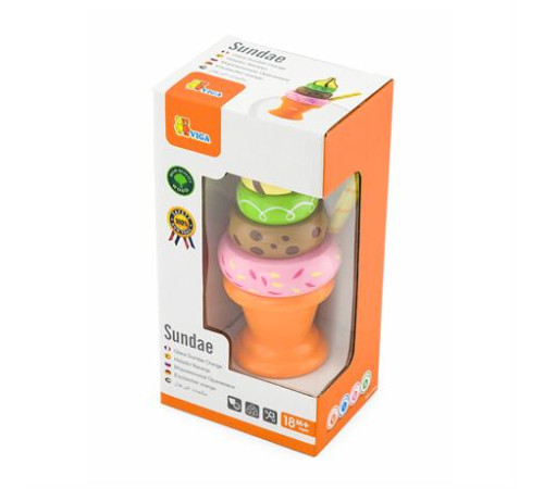 Дерев'яна пірамідка Viga Toys Морозиво помаранчевий (51322) Дерев'яна пірамідка Viga Toys Морозиво помаранчевий (51322)