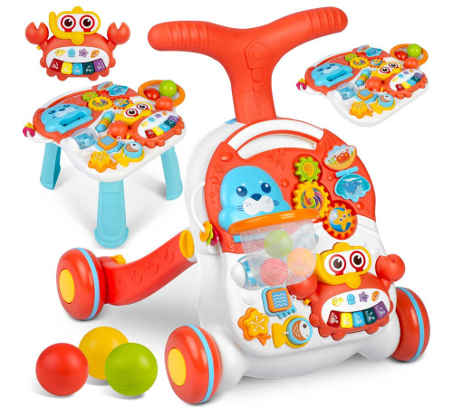 Каталка 2-в-1 інтерактивна Ricokids біло-червона Каталка 2-в-1 інтерактивна Ricokids біло-червона