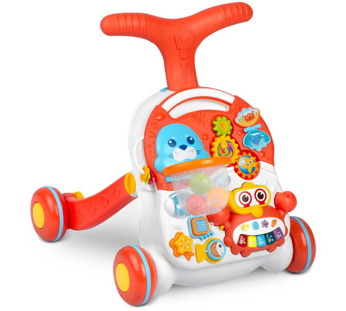 Каталка 2-в-1 інтерактивна Ricokids біло-червона Каталка 2-в-1 інтерактивна Ricokids біло-червона