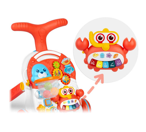 Каталка 2-в-1 інтерактивна Ricokids біло-червона Каталка 2-в-1 інтерактивна Ricokids біло-червона