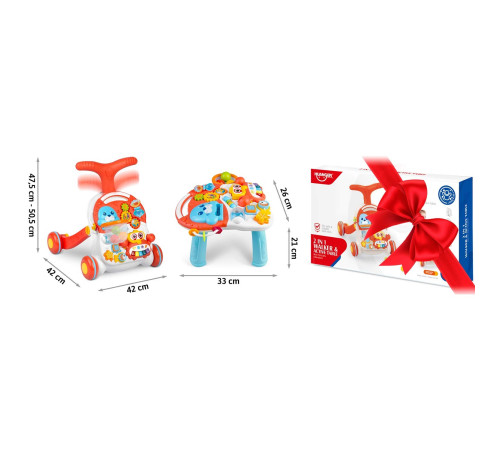 Каталка 2-в-1 інтерактивна Ricokids біло-червона Каталка 2-в-1 інтерактивна Ricokids біло-червона