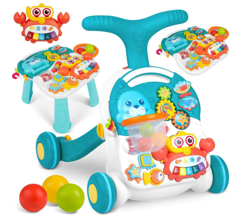 Каталка 3-в-1 інтерактивна Ricokids біло-блакитна Каталка 3-в-1 інтерактивна Ricokids біло-блакитна