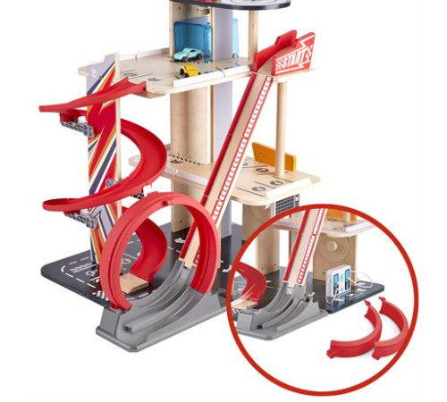 Автотрек Hape з гаражем і машинками (E3019)