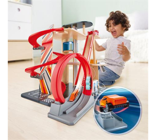 Автотрек Hape з гаражем і машинками (E3019)