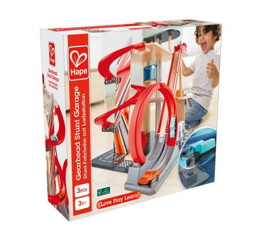 Автотрек Hape з гаражем і машинками (E3019)