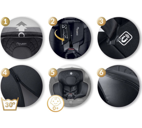 Автокрісло Nukido Aero Line ISOFIX 0-36 кг, чорне
