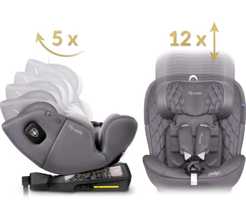 Автокрісло Nukido Prestige Line ISOFIX 0-36 кг, сіре