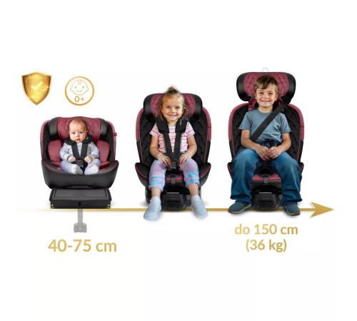Автокрісло Nukido Prestige Line ISOFIX 0-36 кг, чорно-рожеве