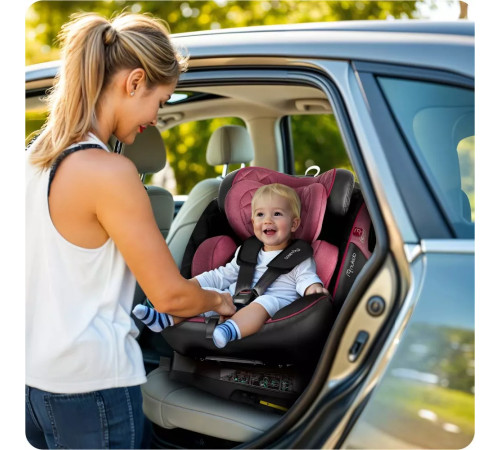 Автокрісло Nukido Prestige Line ISOFIX 0-36 кг, чорно-рожеве