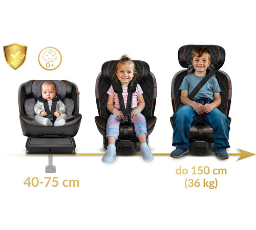 Автокрісло Nukido Prestige Line ISOFIX 0-36 кг, чорно-сіре