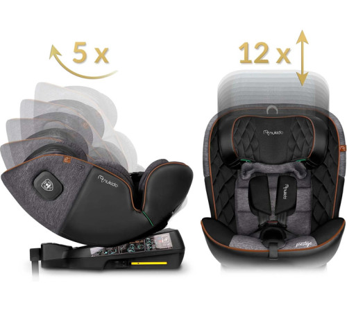 Автокрісло Nukido Prestige Line ISOFIX 0-36 кг, чорно-сіре