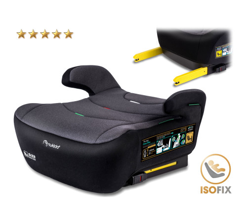 Бустер Nukido Louis ISOFIX 710201 125-150 см, чорно-сірий