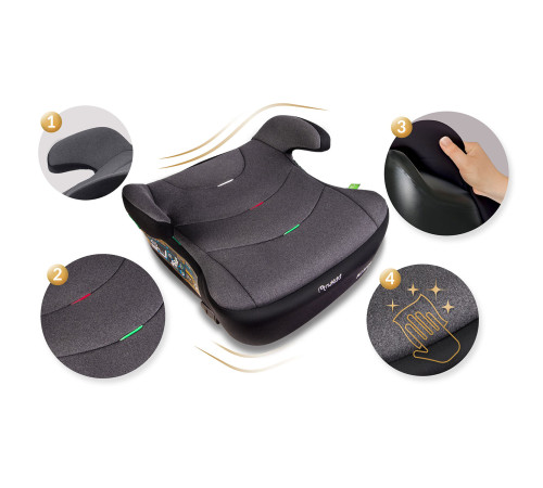 Бустер Nukido Louis ISOFIX 710201 125-150 см, чорно-сірий