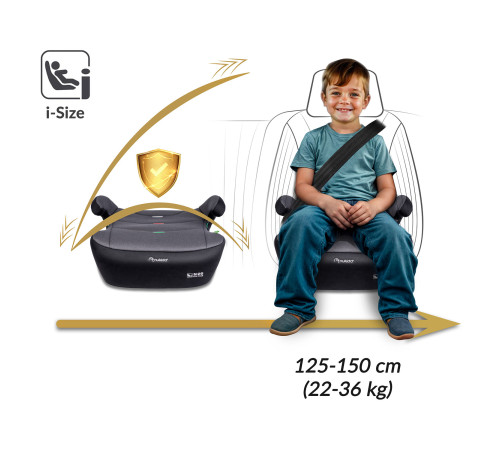 Бустер Nukido Louis ISOFIX 710201 125-150 см, чорно-сірий