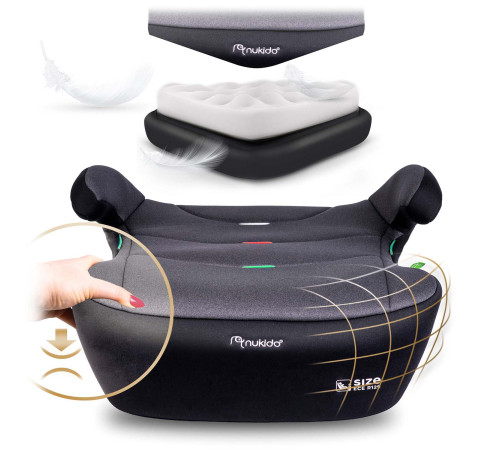 Бустер Nukido Louis ISOFIX 710201 125-150 см, чорно-сірий