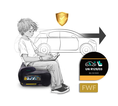 Бустер Nukido Louis ISOFIX 710201 125-150 см, чорно-сірий