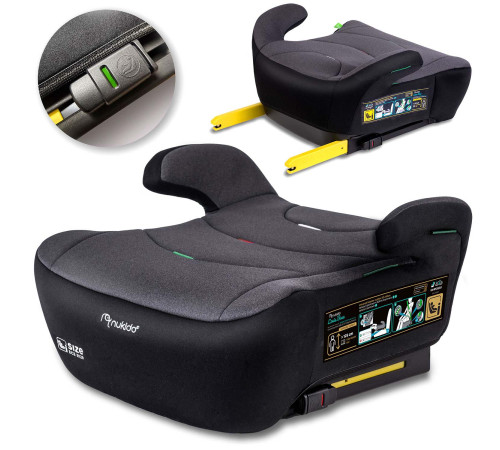 Бустер Nukido Louis ISOFIX 710201 125-150 см, чорно-сірий