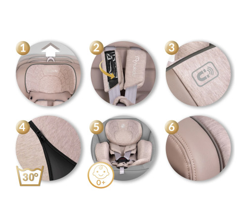 Автокрісло Nukido Aero Line ISOFIX 0-36 кг, бежеве