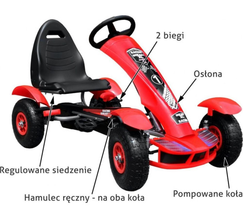 Дитячий педальний картинг Racing XL 3+ Червоний