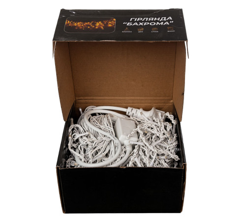 Гірлянда вулична Бахрома 405 LED, 25 м, від мережі, білий кабель, жовтий