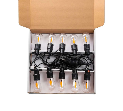 Ретро-гірлянда вулична 10 LED, 5 м, від мережі, імітація вогню