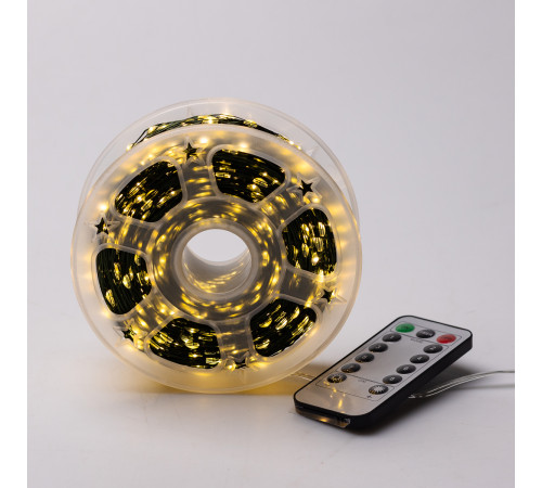 Гірлянда Роса нитка 2000 LED,200 м, з пультом, від мережі, жовтий