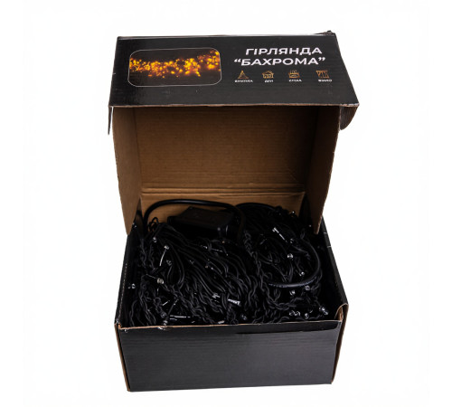 Гірлянда вулична Бахрома 405 LED 25 м, від мережі, чорний кабель, синій