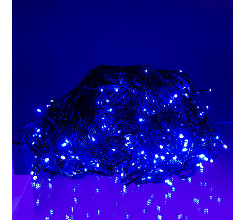 Гірлянда вулична Бахрома 405 LED 25 м, від мережі, чорний кабель, синій