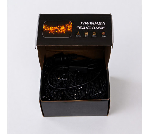 Гірлянда вулична Бахрома 405 LED, 25 м, від мережі, чорний кабель, жовтий