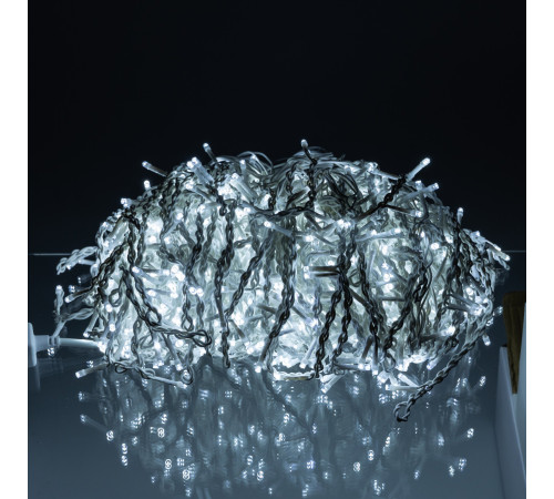 Гірлянда вулична Бахрома 840 LED, 50 м, від мережі, білий кабель, білий