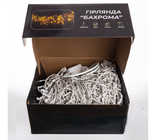 Гірлянда вулична Бахрома 840 LED, 50 м, від мережі, білий кабель, жовтий