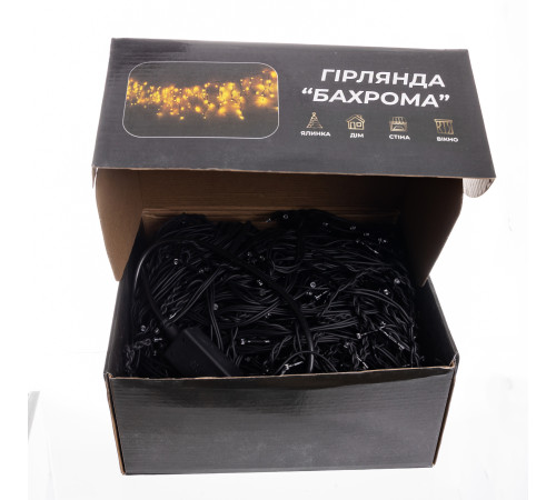 Гірлянда вулична Бахрома 840 LED, 50 м, від мережі, чорний кабель, синій