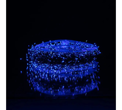 Гірлянда-нитка Роса Хвойна лапа 1500 LED 50 м, від мережі, зелений кабель, синій