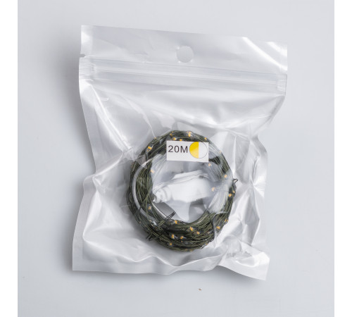 Гірлянда Роса нитка 200 LED, 20 м, від USB, зелена оболонка, жовтий Гірлянда Роса нитка 200 LED, 20 м, від USB, зелена оболонка, жовтий