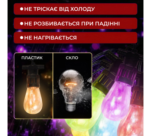 Ретро-гірлянда вулична 10 LED, 5 м, мультиколор Ретро-гірлянда вулична 10 LED, 5 м, мультиколор