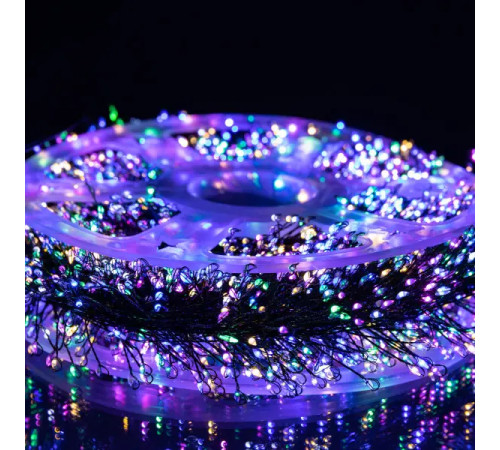 Гірлянда-нитка Роса Хвойна лапа 3000 LED, 100 м, від мережі, зелений кабель, мультиколор