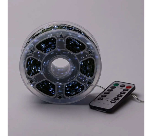 Гірлянда-нитка Роса 2000 LED, 200 м, з пультом, від мережі, зелений кабель, білий