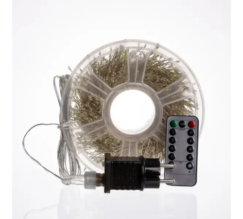 Гірлянда-нитка Роса Хвойна лапа 1500 LED, 50 м, від мережі, білий кабель, білий