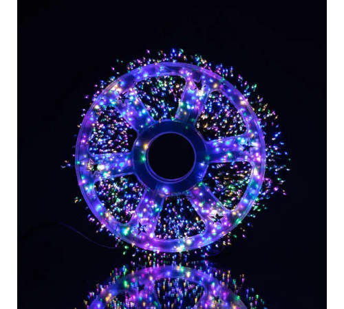 Гірлянда-нитка Роса Хвойна лапа 1500 LED, 50 м, від мережі, зелений кабель, мультиколор