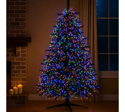 Гірлянда-нитка Роса Хвойна лапа 1500 LED, 50 м, від мережі, зелений кабель, мультиколор