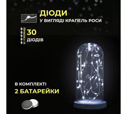 Гірлянда Роса нитка 30 LED, 3 м, на батарейках, білий Гірлянда Роса нитка 30 LED, 3 м, на батарейках, білий