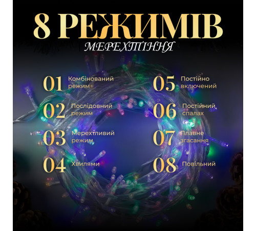 Гірлянда Нитка 300 LED, 16 м, прозорий кабель, мультиколор Гірлянда Нитка 300 LED, 16 м, прозорий кабель, мультиколор