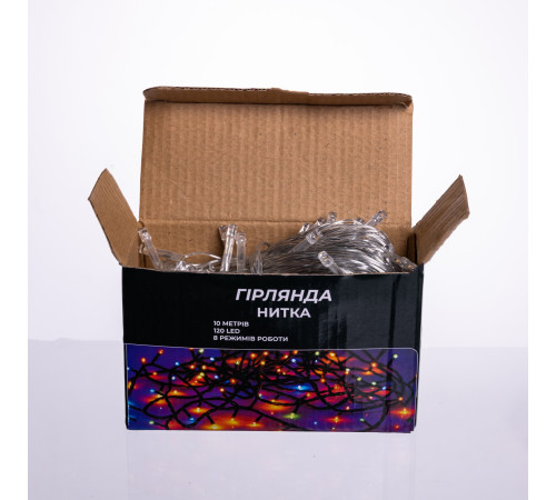 Гірлянда-нитка 120 LED, 10 м, від мережі, прозорий кабель, жовтий