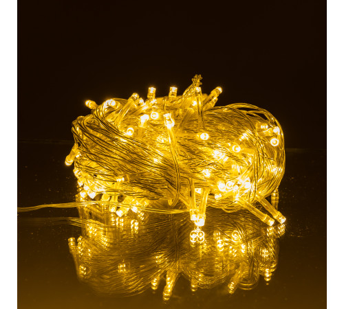 Гірлянда-нитка 120 LED, 10 м, від мережі, прозорий кабель, жовтий